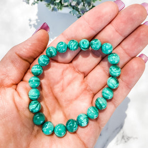 s1364 malachite crystal stone stretch elastic beaded 8mm bracelet australia. malachite bracelet australia.gemrox sydney 1