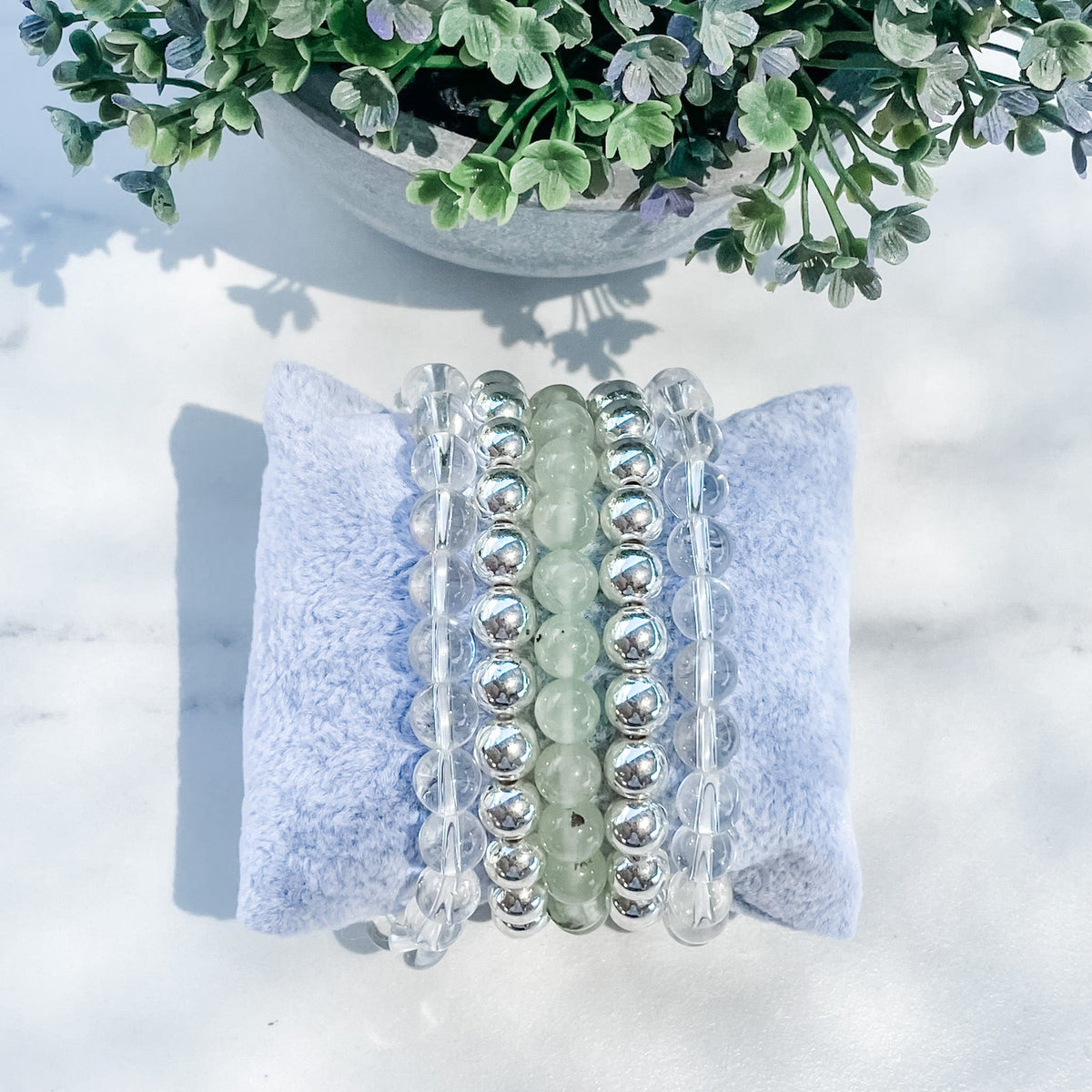 s1365 prehinite green crystal beaded 8mm stone stretch elastic healing bracelet australia gemrox sydney 1