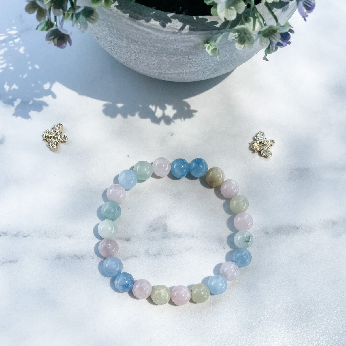 s1366 morganite aquamarine heliodor crystal beaded 8mm stone stretch elastic healing bracelet australia gemrox sydney 1