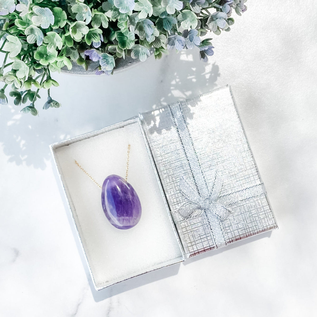 s1378 amethyst crystal tear drop stone gold metal pendant necklace australia gemrox sydney 1