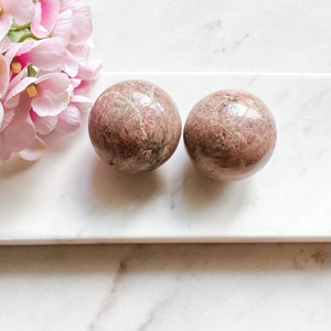 rhodonite crystal ball sphere healing stone australia