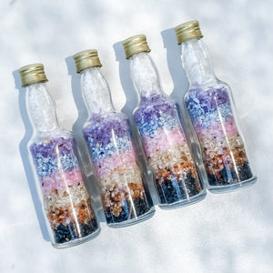 s1493 chakra crystal chip glass bottles australia.7 chakra balancing glass bottles australia.gemrox sydney 1