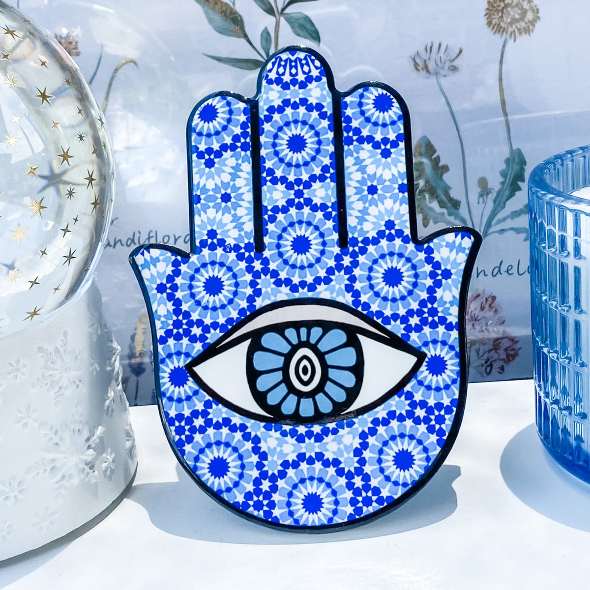 s1511 turkish evil eye hamsa hand 3 wall hanging glass medallion australia. evil eye hamsa hand home decor austalia. gemrox sydney 1