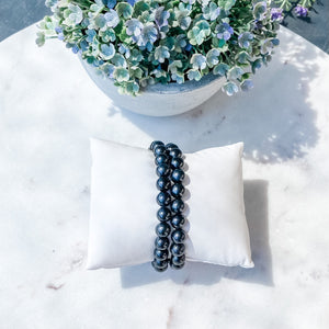 s1517 shungite crystal stone stretch 8mm beaded bracelet australia. shungite emf protection bracelet australia.gemrox sydney 1