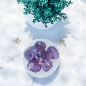 s1596 purple fluorite crystal tumbled stone 2.5cm australia. buy fluorite purple tumbled stones australia. gemrox sydney 1