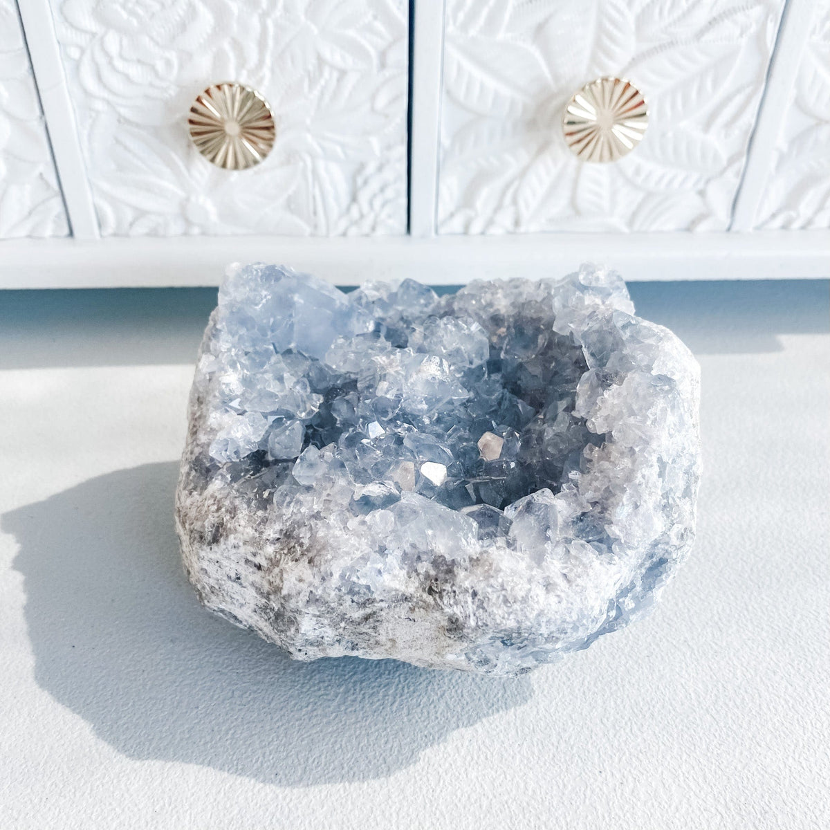 s1602 large celestite blue crystal cluster geode 2255 grams or 2 kilos 13cm australia. celestite crystal geode cluster australia. gemrox sydney 1