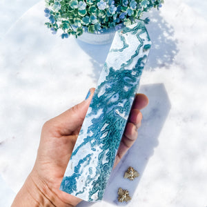 s1607 moss agate crystal tower generator australia. moss agate green crystal tower with druzy australia. gemrox sydney 1