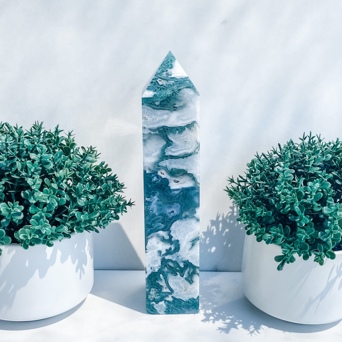 s1607 moss agate crystal tower generator australia. moss agate green crystal tower with druzy australia. gemrox sydney 1