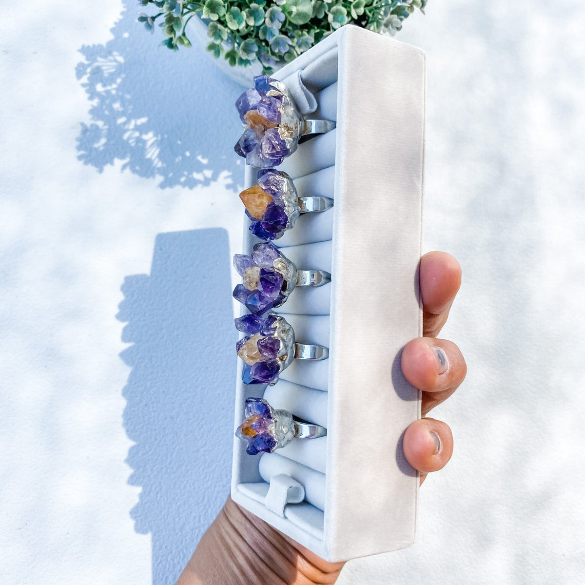 s1642 amethyst and citrine crystal stone adjustable silver metal ring australia. natural crystal and stone rings australia. gemrox sydney 25