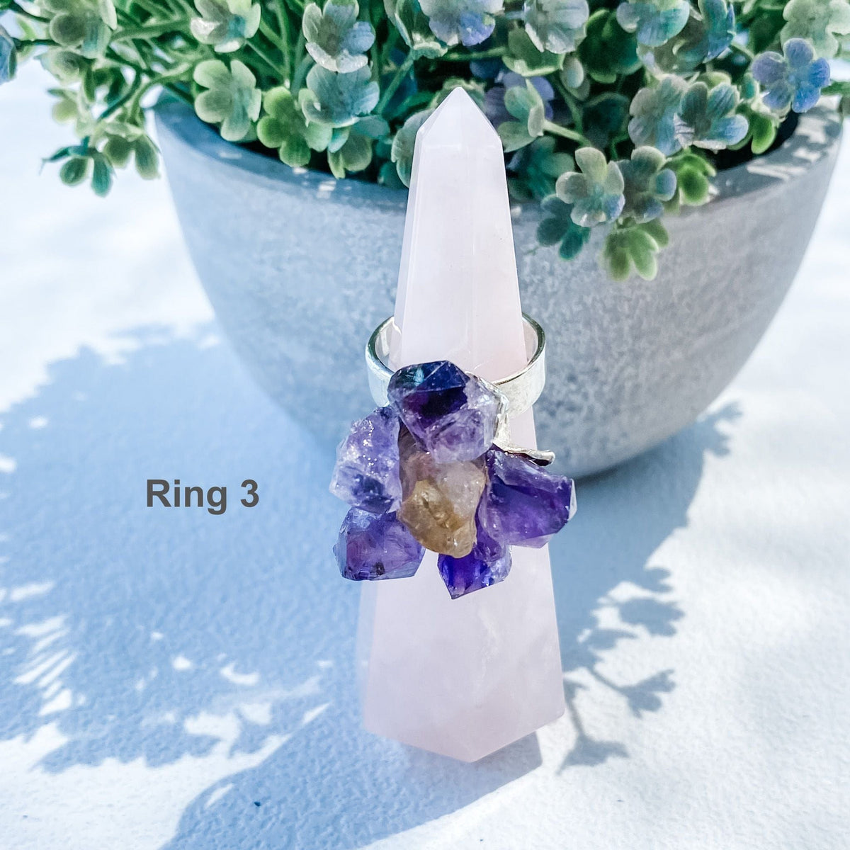 s1642 amethyst and citrine crystal stone adjustable silver metal ring australia. natural crystal and stone rings australia. gemrox sydney 25