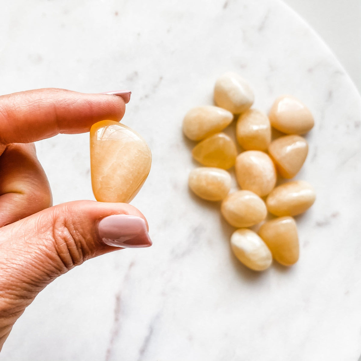 orange calcite crystal healing tumbled stone australia