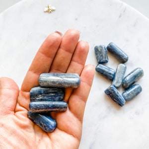 blue kyanite crystal tumbled oblong stone