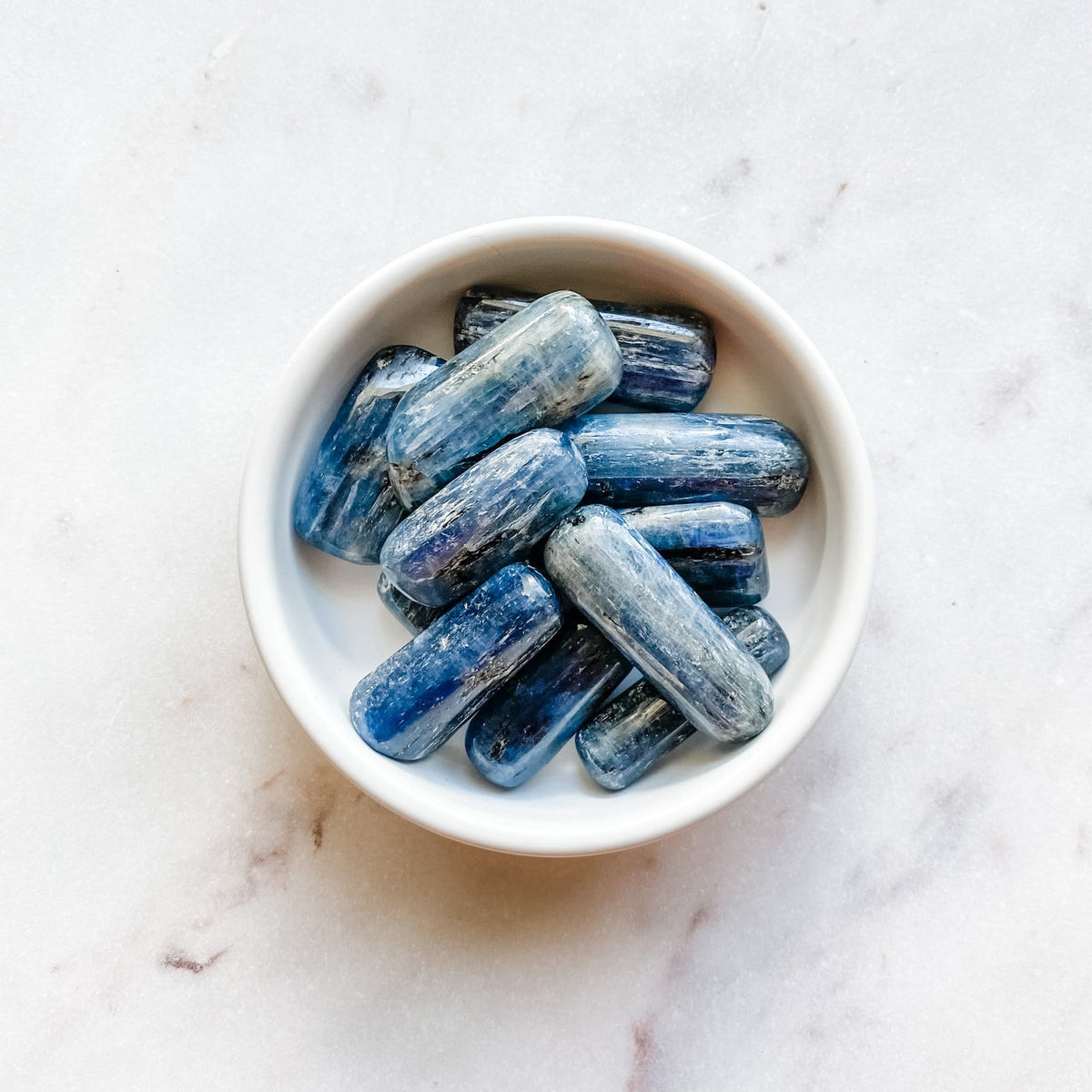 blue kyanite crystal tumbled oblong stone