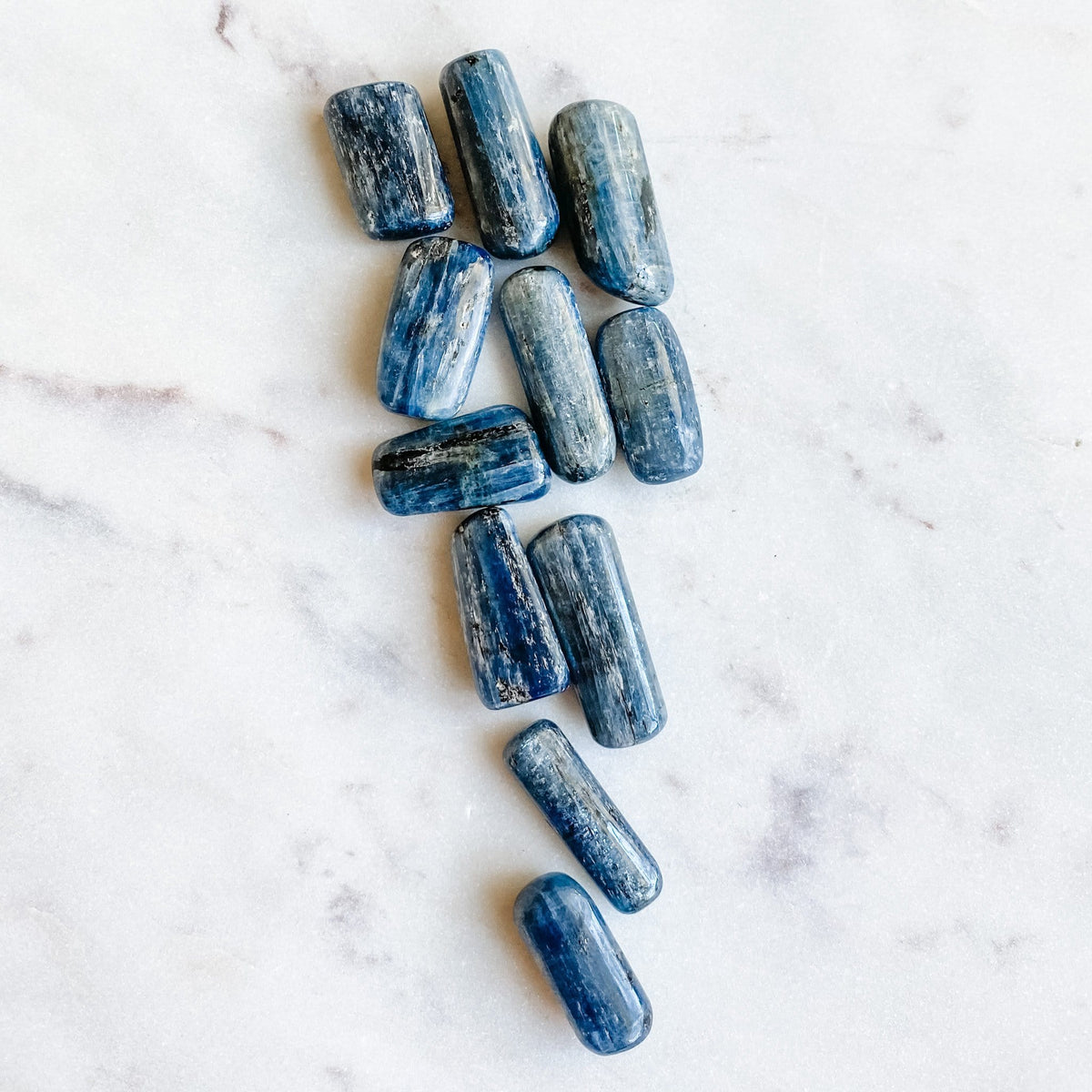 blue kyanite crystal tumbled oblong stone