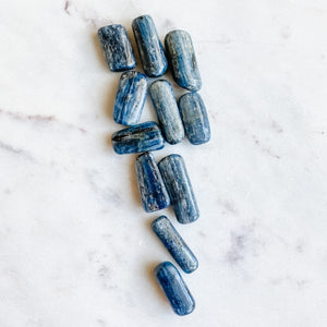 blue kyanite crystal tumbled oblong stone