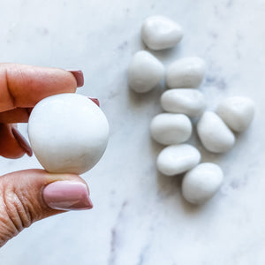 white agate tumbled stone
