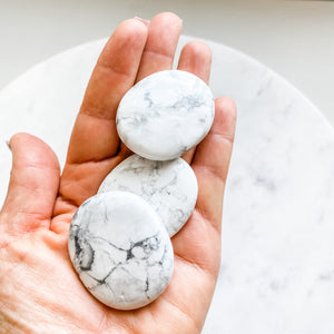 white howlite crystal meditation worry palmstone healing australia