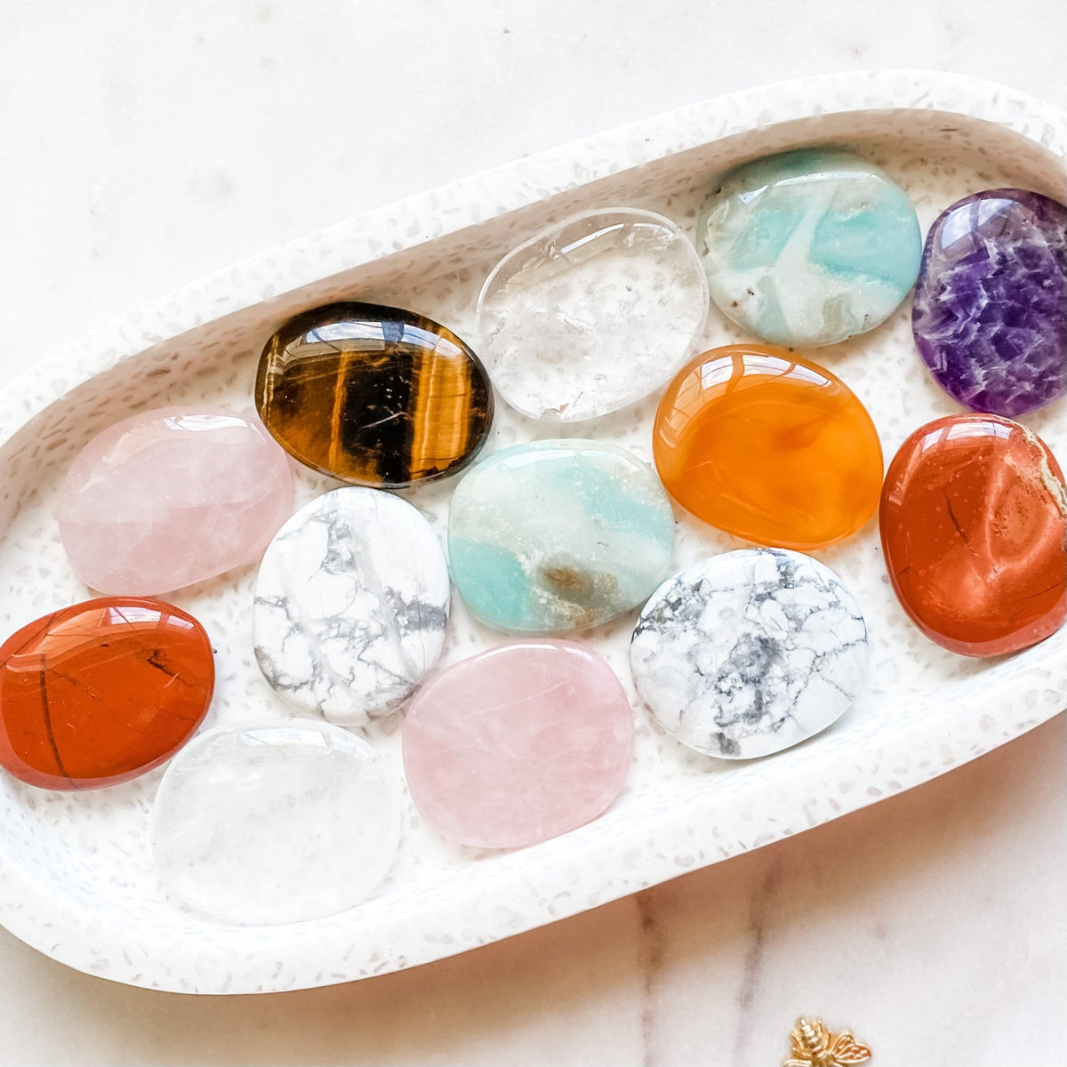 white howlite crystal meditation worry palmstone healing australia