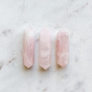 rose quartz crystal double terminated crystal wand point australia