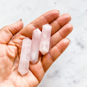 rose quartz crystal double terminated crystal wand point australia