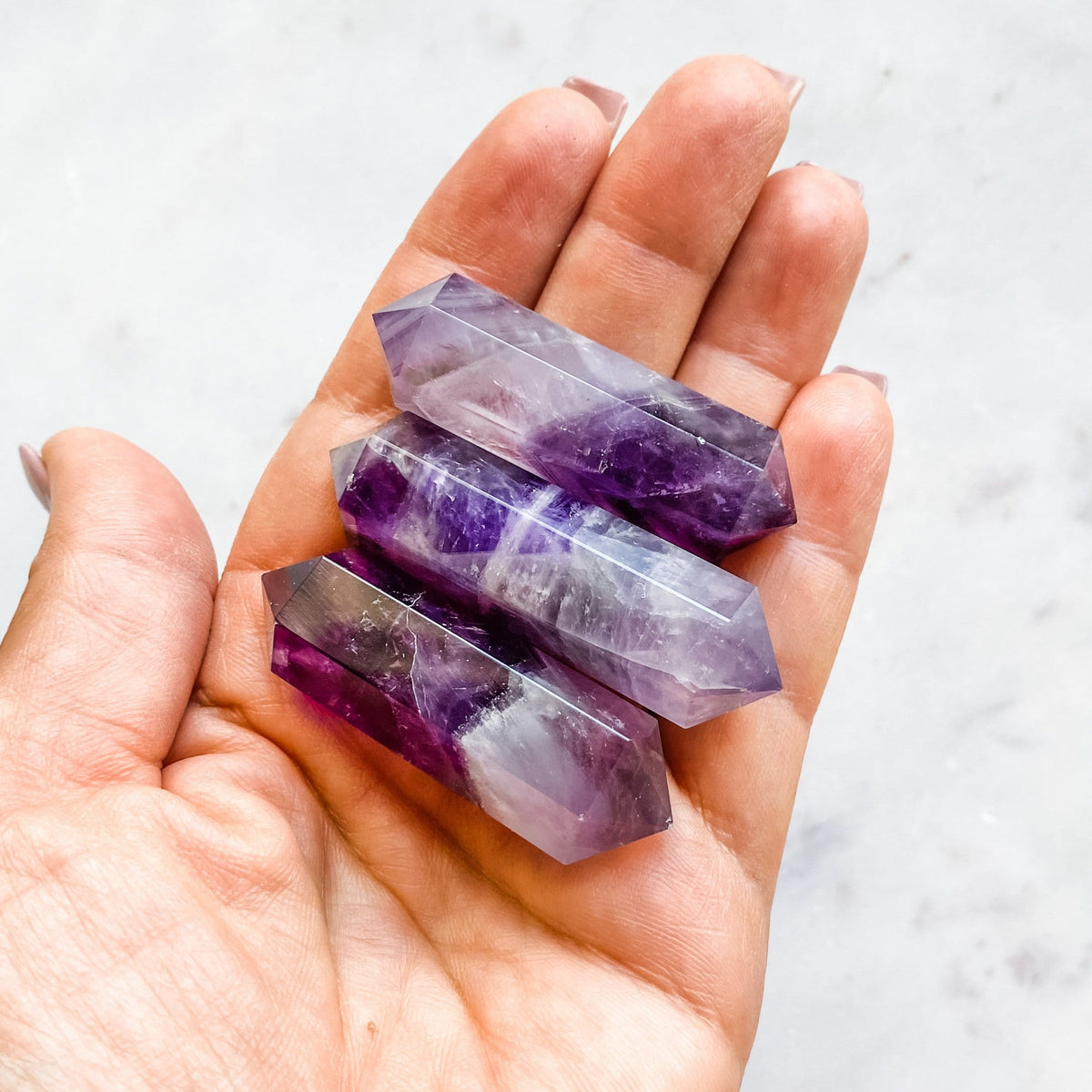Amethyst crystal double terminated wand