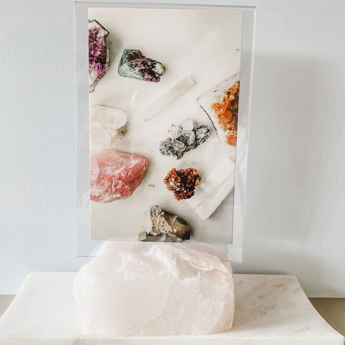 rose quartz crystal stone pink photo stand holder home decor australia