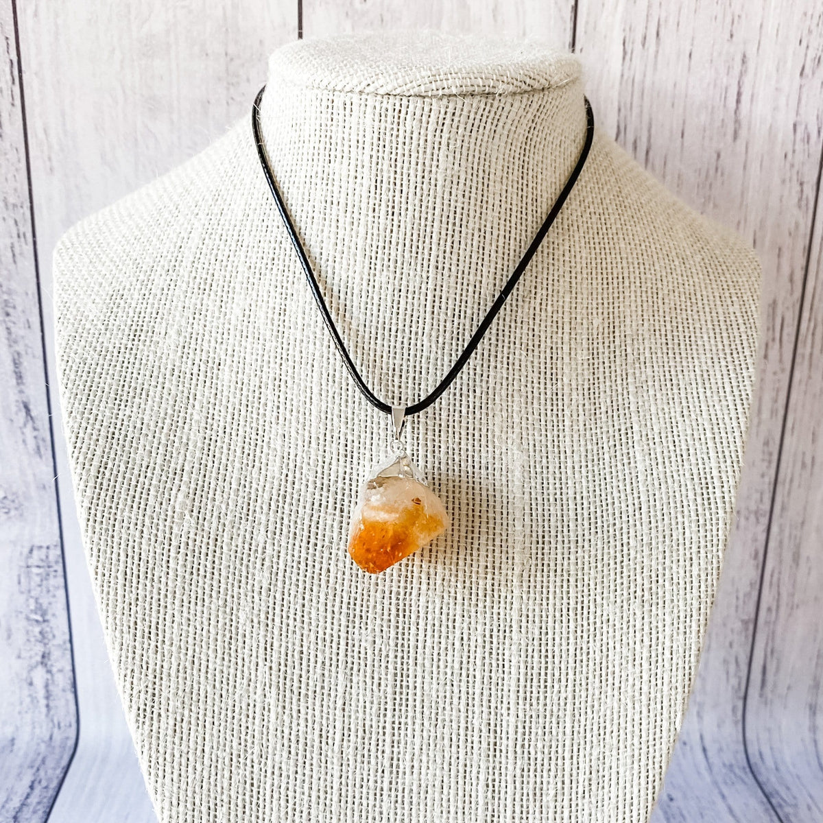 citrine crystal natural raw rough stone pendant Australia silver