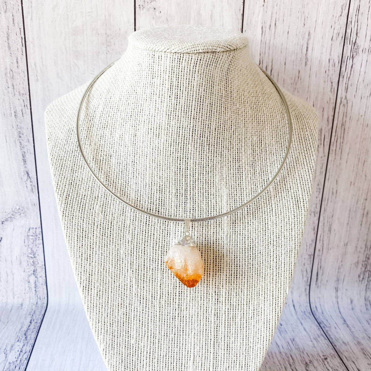 citrine crystal natural raw rough stone pendant Australia silver