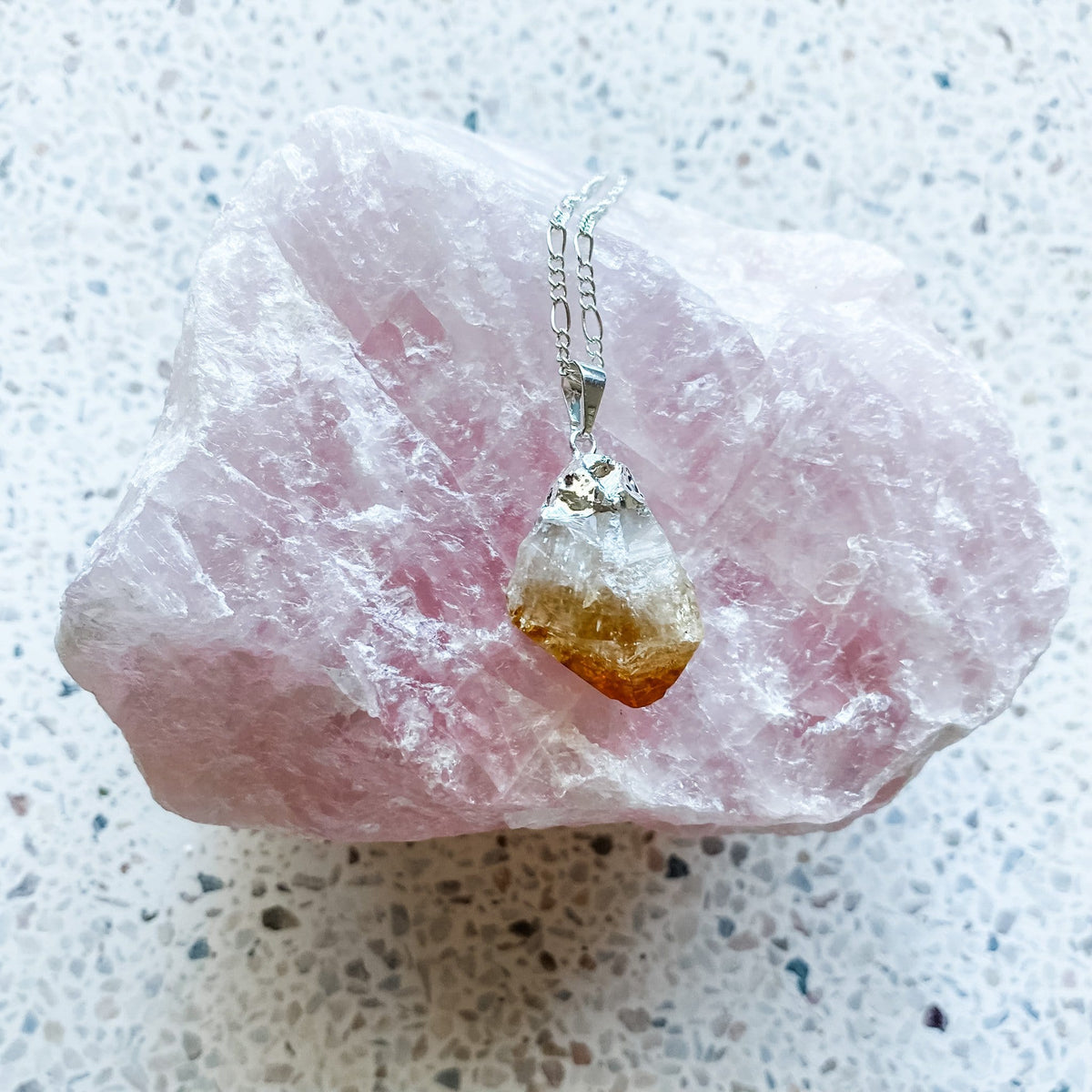 citrine crystal natural raw rough stone pendant Australia silver