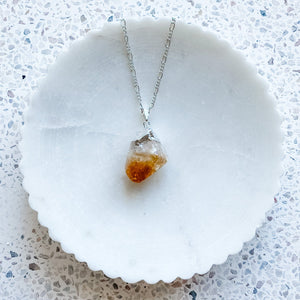 citrine crystal natural raw rough stone pendant Australia silver