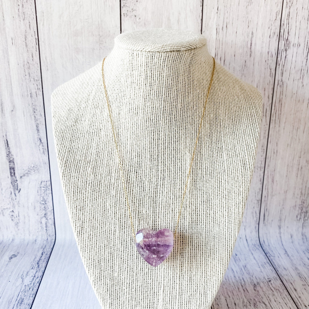 amethyst crystal heart pendant