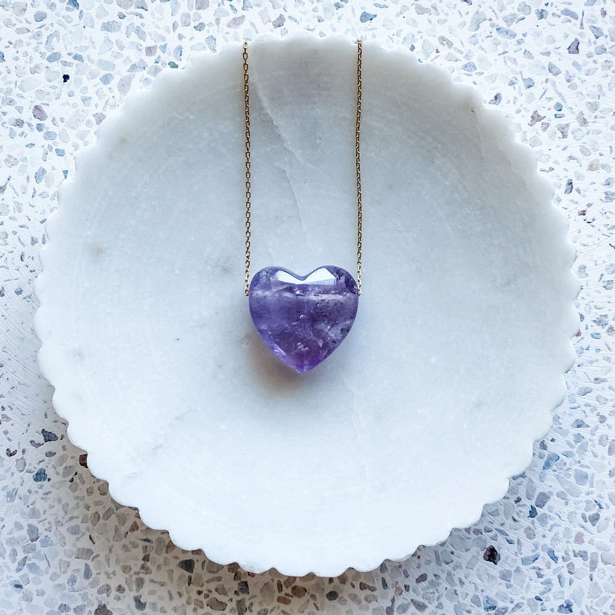 amethyst crystal heart pendant
