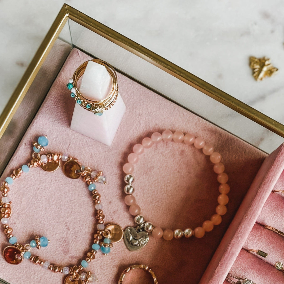 pink aragonite crystal obelisk generator tower stackable ring holder ring stand australia