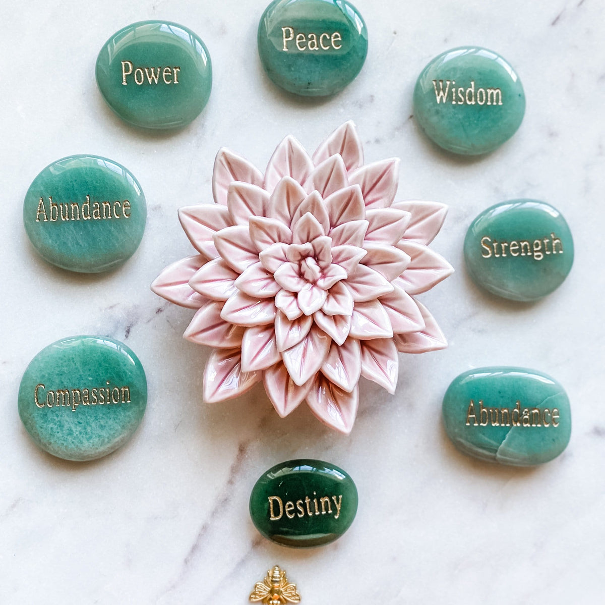 green aventurine crystal engraved insprirational palmstone australia