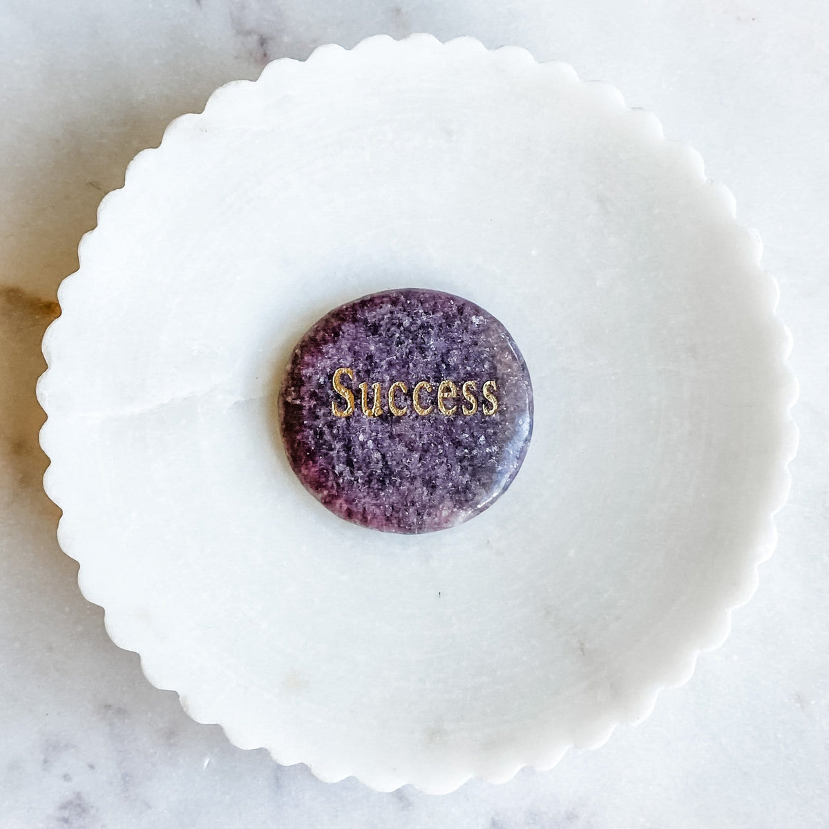 pink lepidolite crystal engraved word success inspirational meditation palmstone australia