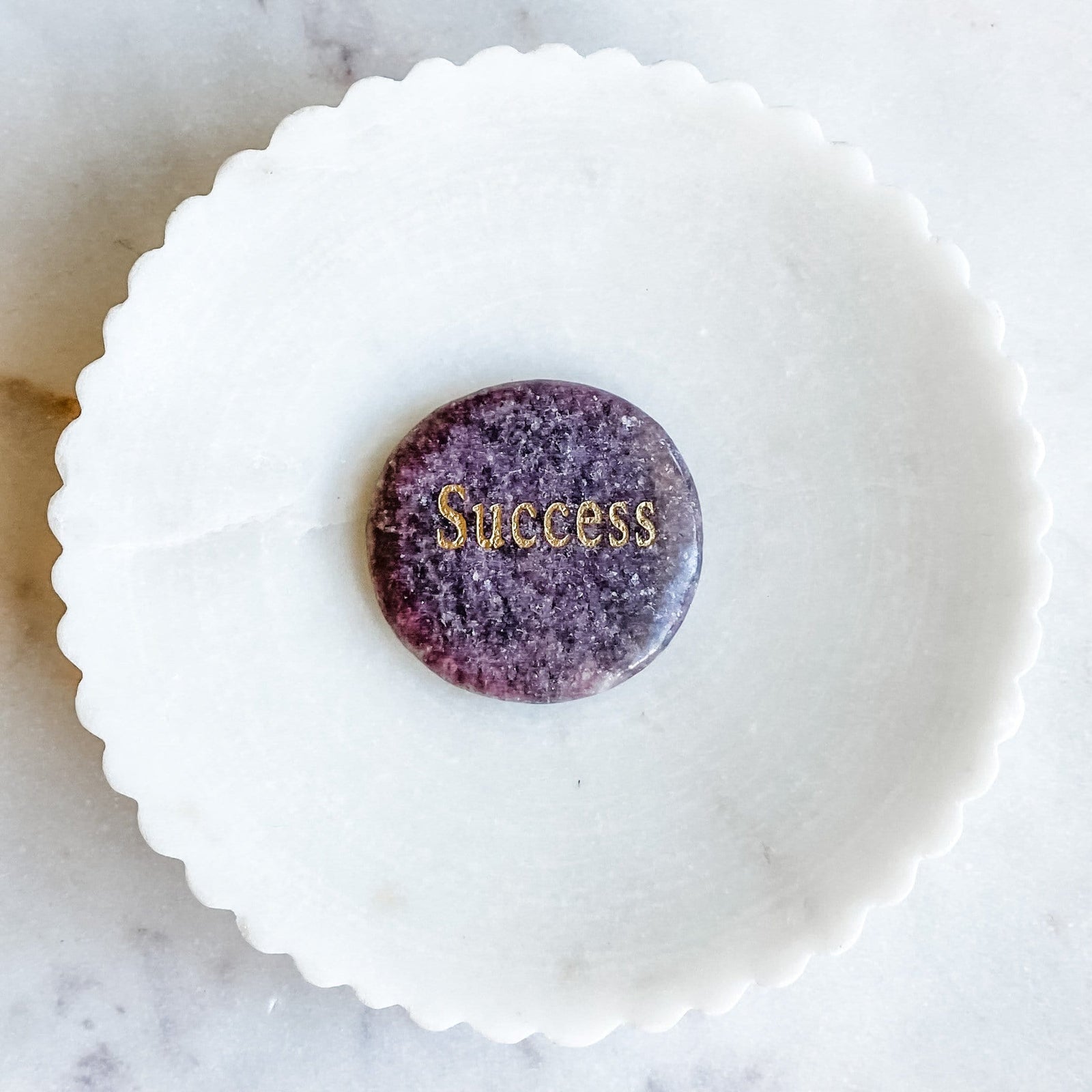 pink lepidolite crystal engraved word success inspirational meditation palmstone australia