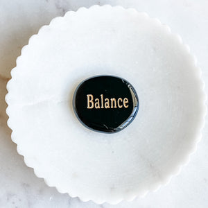 black onyx engraved word balance inspirational palmstone australia