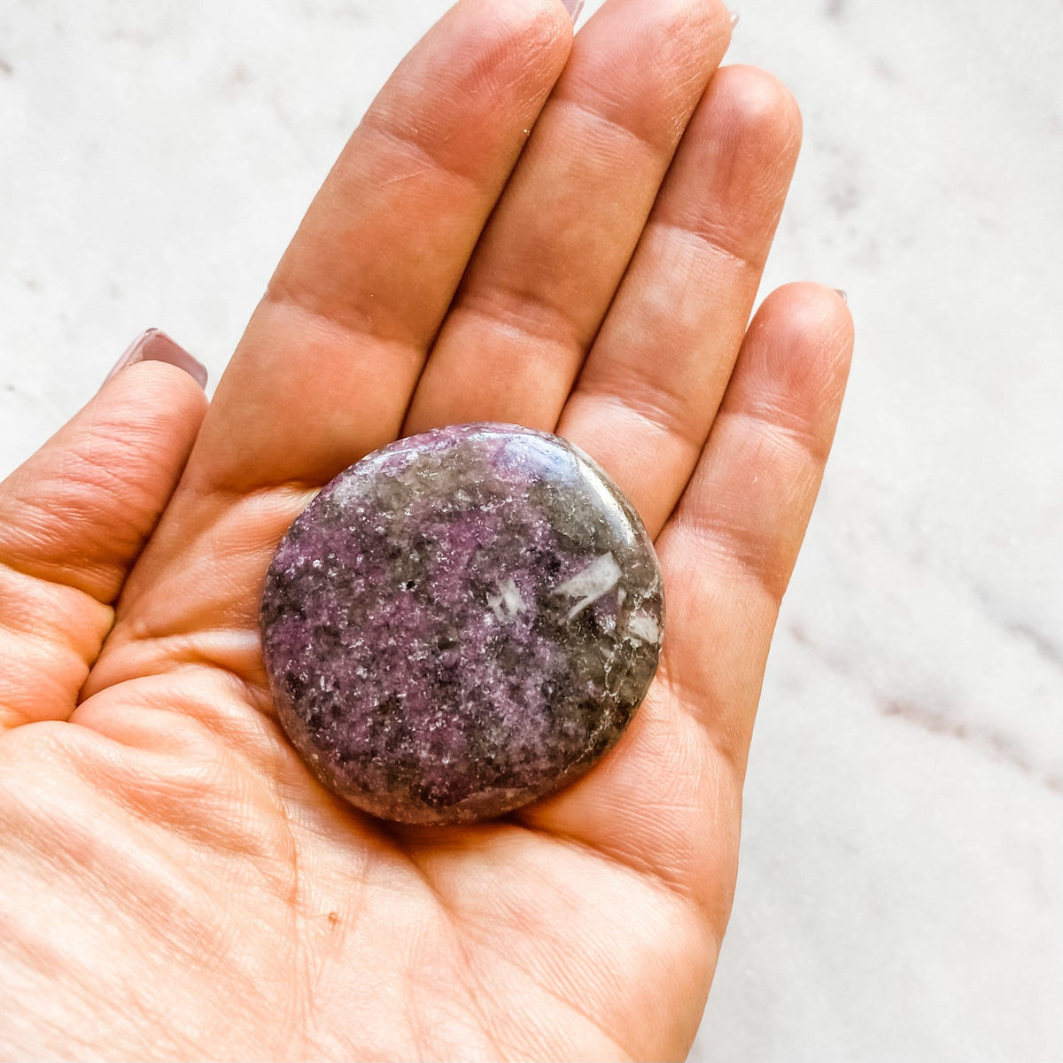 lepidolite crystal palmstone meditation worry stone australia