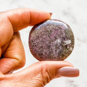 lepidolite crystal palmstone meditation worry stone australia