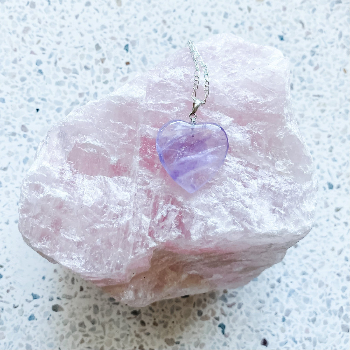 amethyst crystal heart pendant
