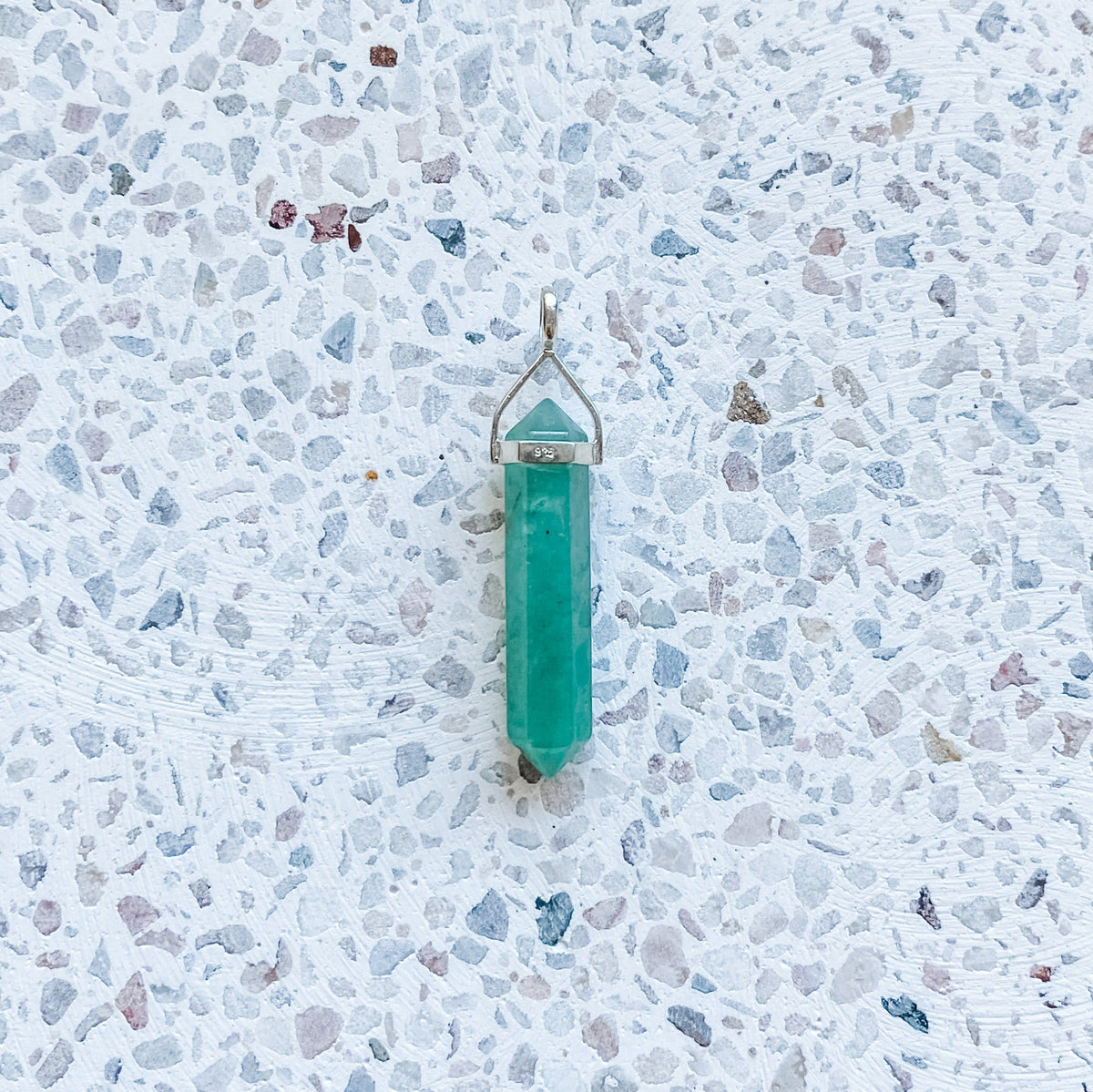 green aventurine crystal bullet point pendant sterling silver australia