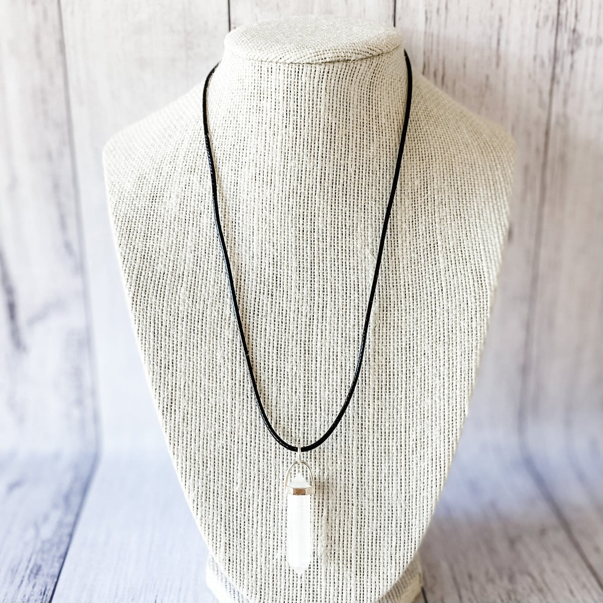 selenite crystal bullet point double terminated pendant australia