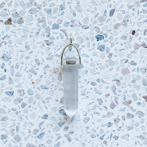 selenite crystal bullet point double terminated pendant australia
