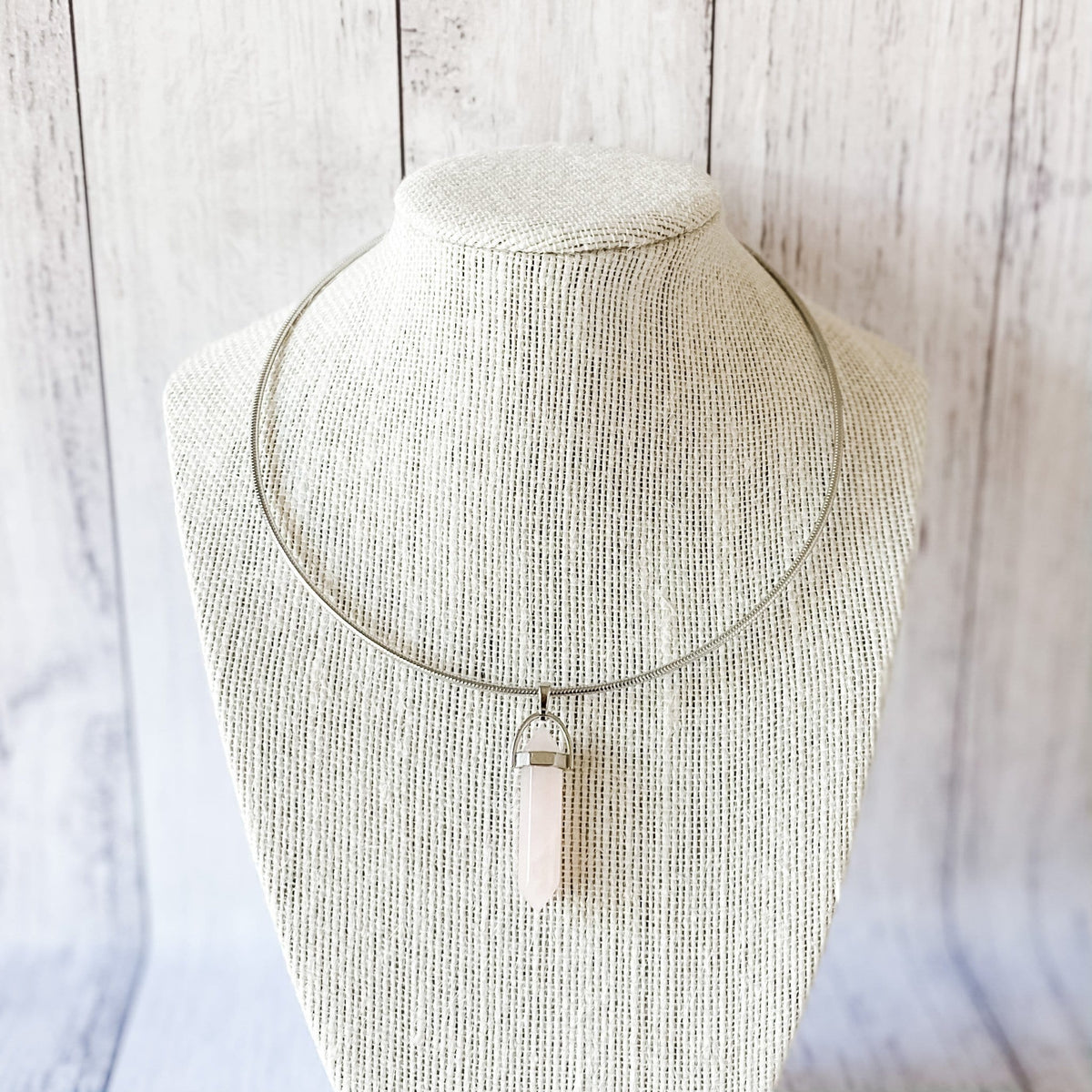 rose quartz crystal double terminated point pendant silver australia healing