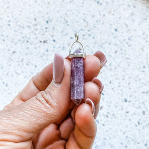lepidolite crystal bullet point stone pendant australia