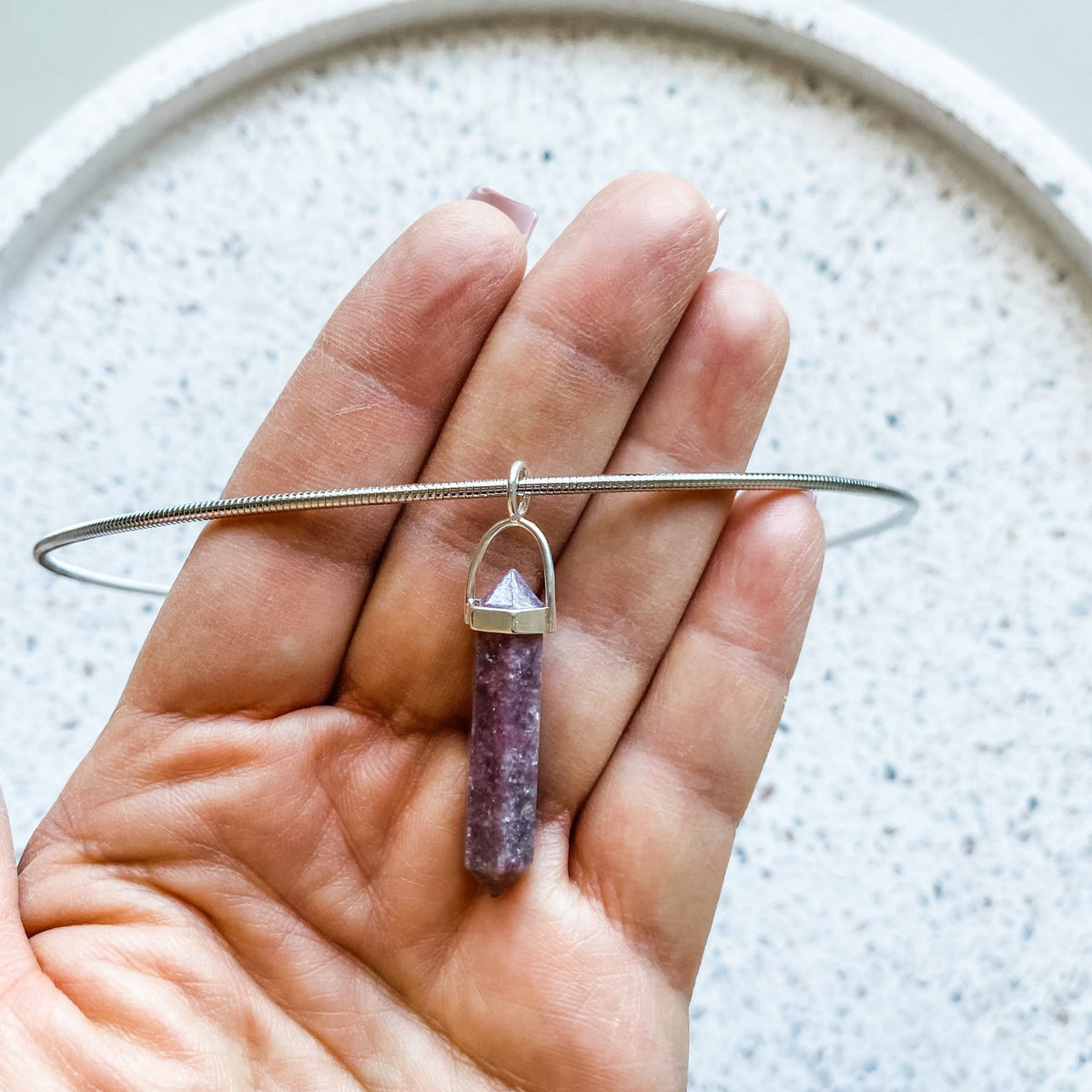 lepidolite crystal bullet point stone pendant australia
