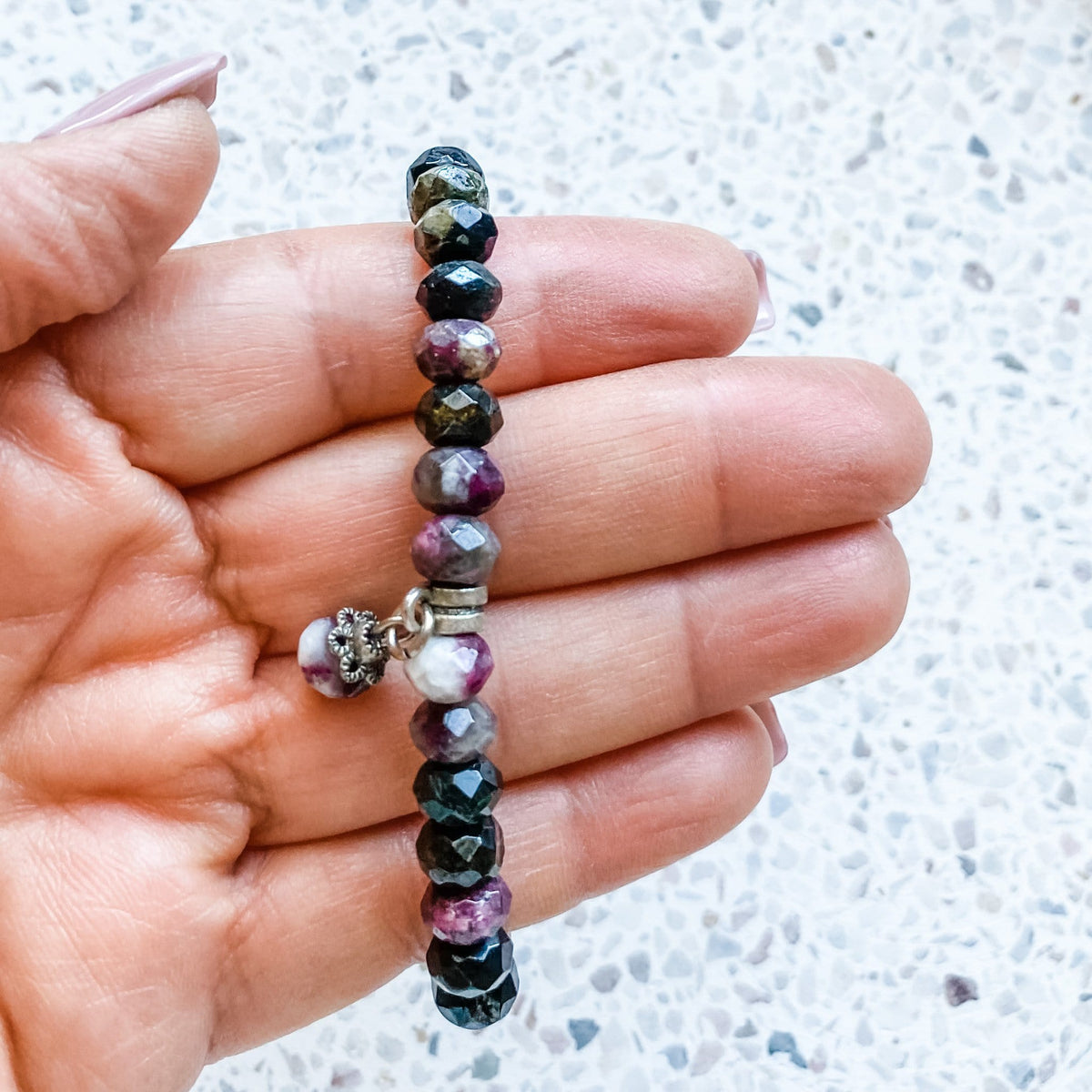 pink tourmaline crystal elastic stretch beaded bracelet australia