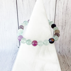 fluorite crystal beaded stretch stone healing chakra bracelet australia gemrox