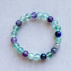 fluorite crystal beaded stretch stone healing chakra bracelet australia gemrox