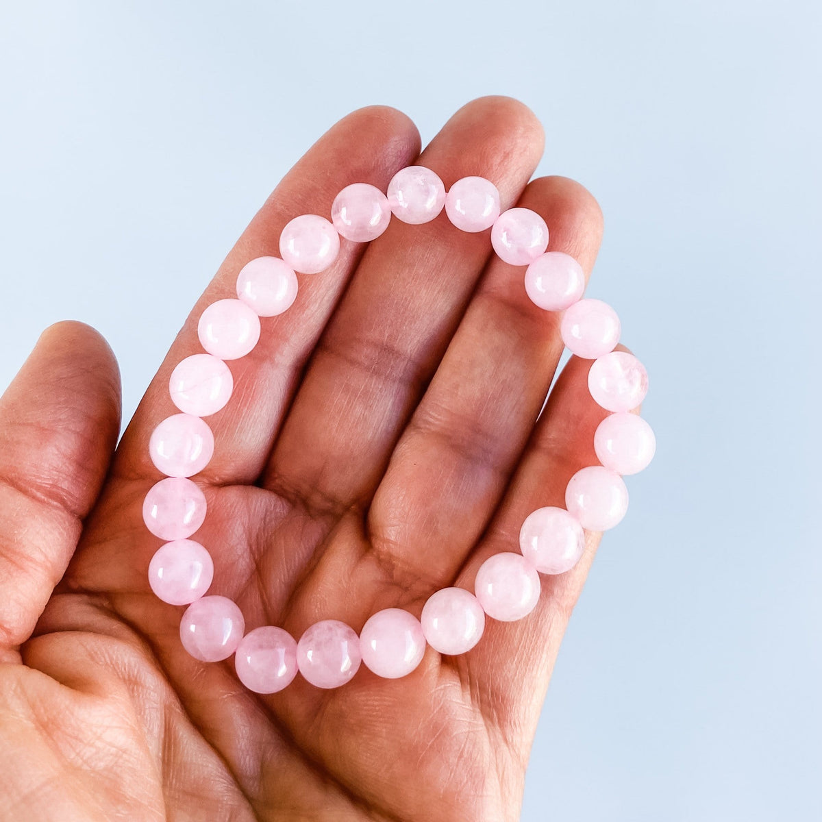 Rose quartz crystal beaded stretch elastic bracelet gemrox australia